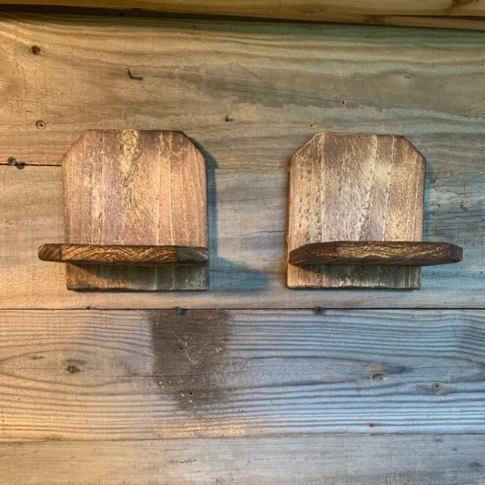 Set Of 2 Farmhouse Rustic Wall Sconce Shelves